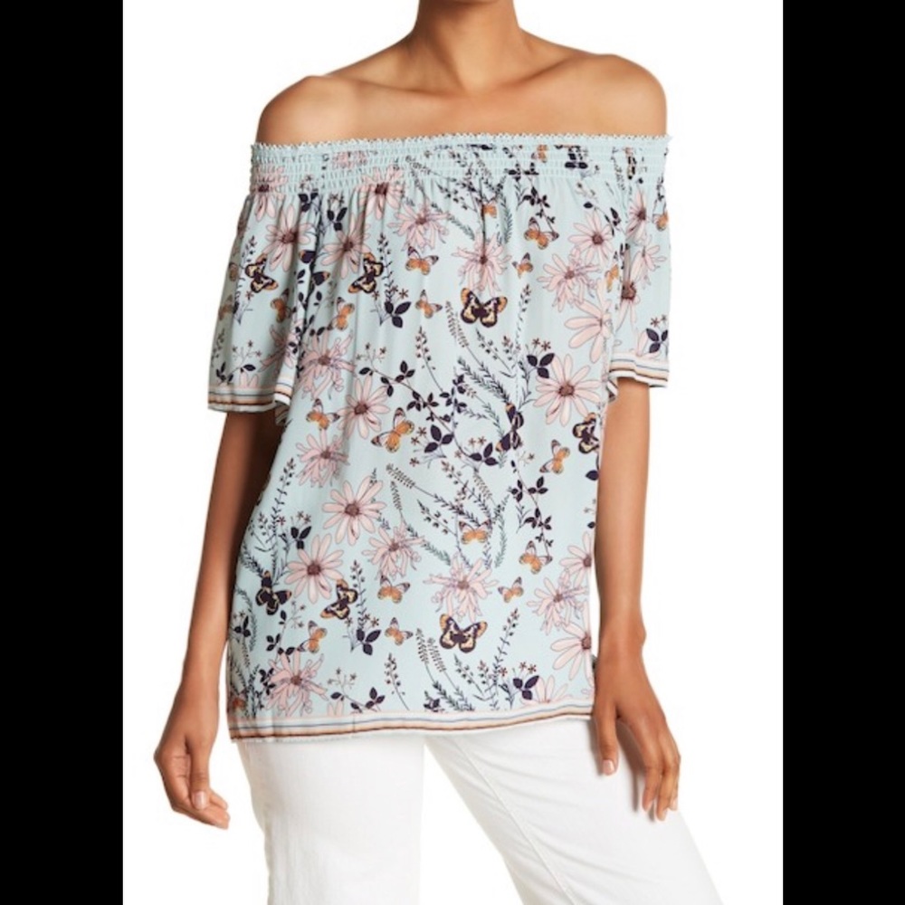 NWT Max Studio Floral Off-the-Shoulder Blouse Sz.M
